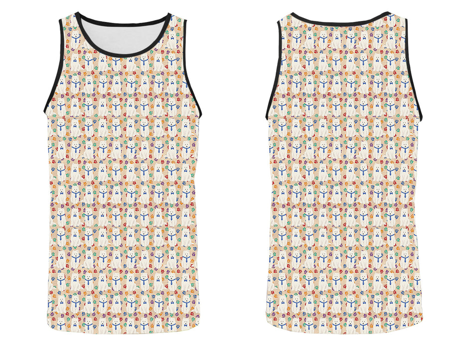 Rainbow Paw Print Samoyed Dogs Blue All Over Print   Men's Tank Top