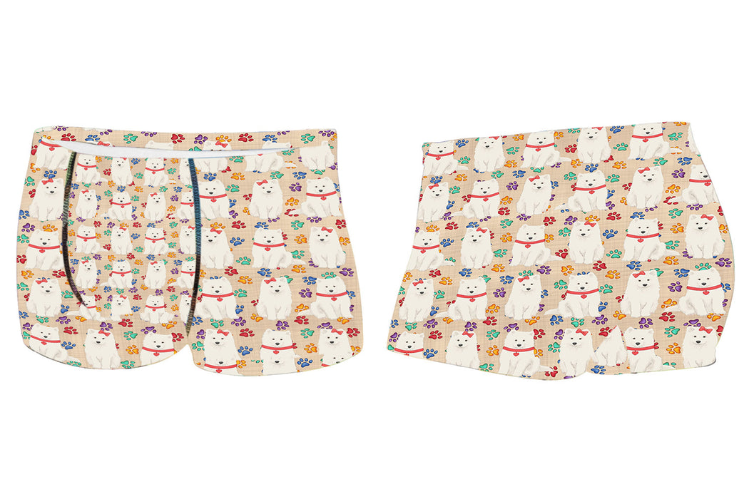 Rainbow Paw Print Samoyed Dogs RedMen's All Over Print Boxer Briefs