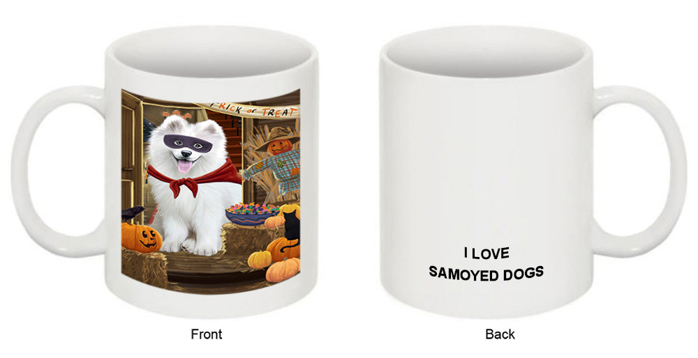 Enter at Own Risk Trick or Treat Halloween Samoyed Dog Coffee Mug MUG48658