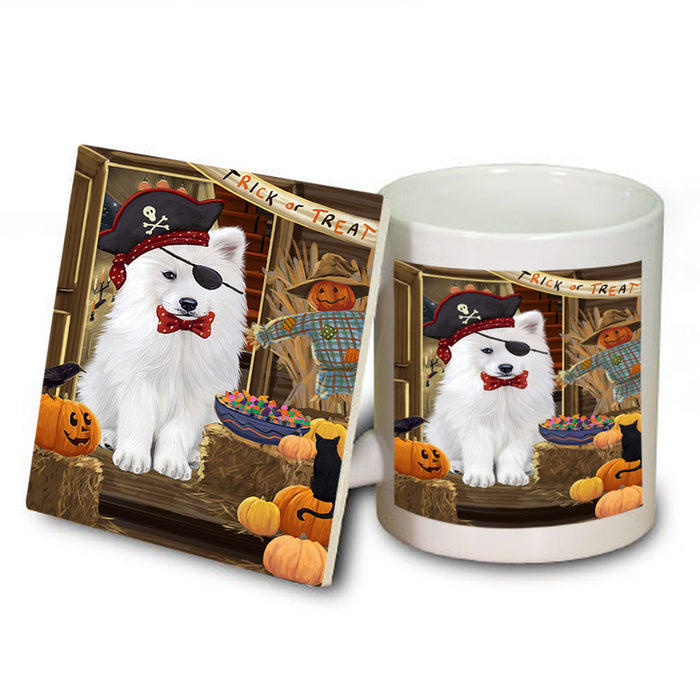 Enter at Own Risk Trick or Treat Halloween Samoyed Dog Mug and Coaster Set MUC53253