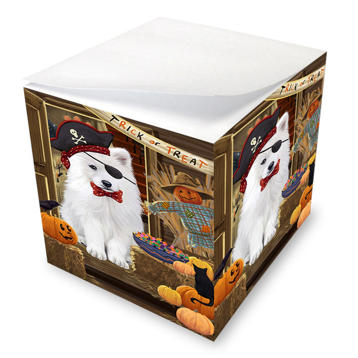Enter at Own Risk Trick or Treat Halloween Samoyed Dog Note Cube NOC53261