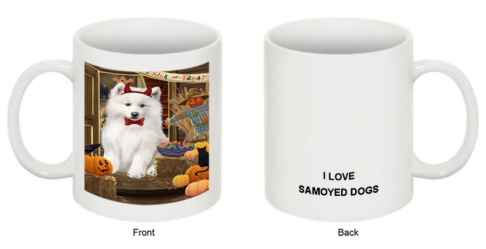 Enter at Own Risk Trick or Treat Halloween Samoyed Dog Coffee Mug MUG48660