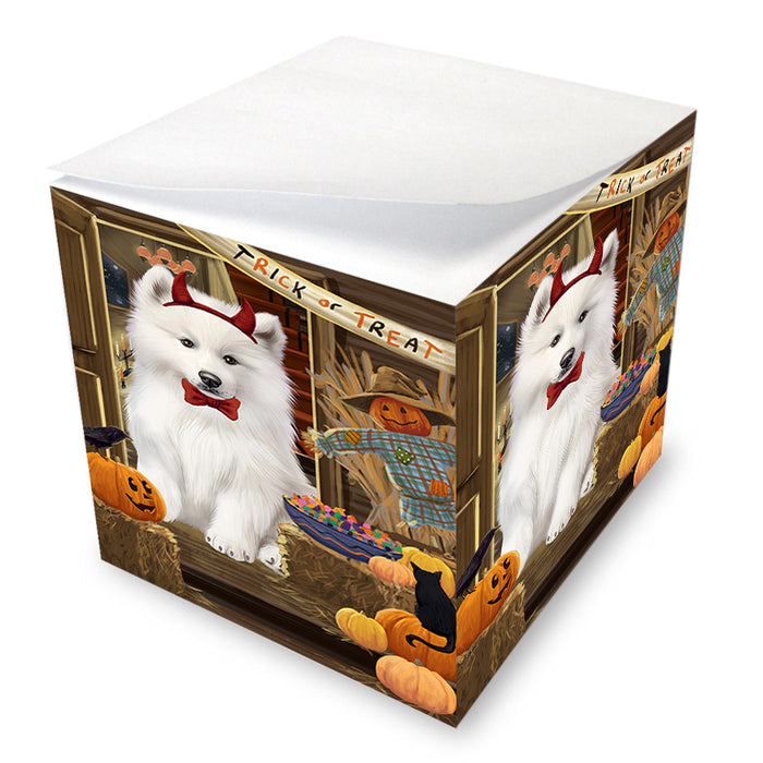 Enter at Own Risk Trick or Treat Halloween Samoyed Dog Note Cube NOC53262