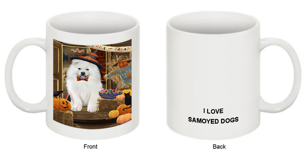 Enter at Own Risk Trick or Treat Halloween Samoyed Dog Coffee Mug MUG48661
