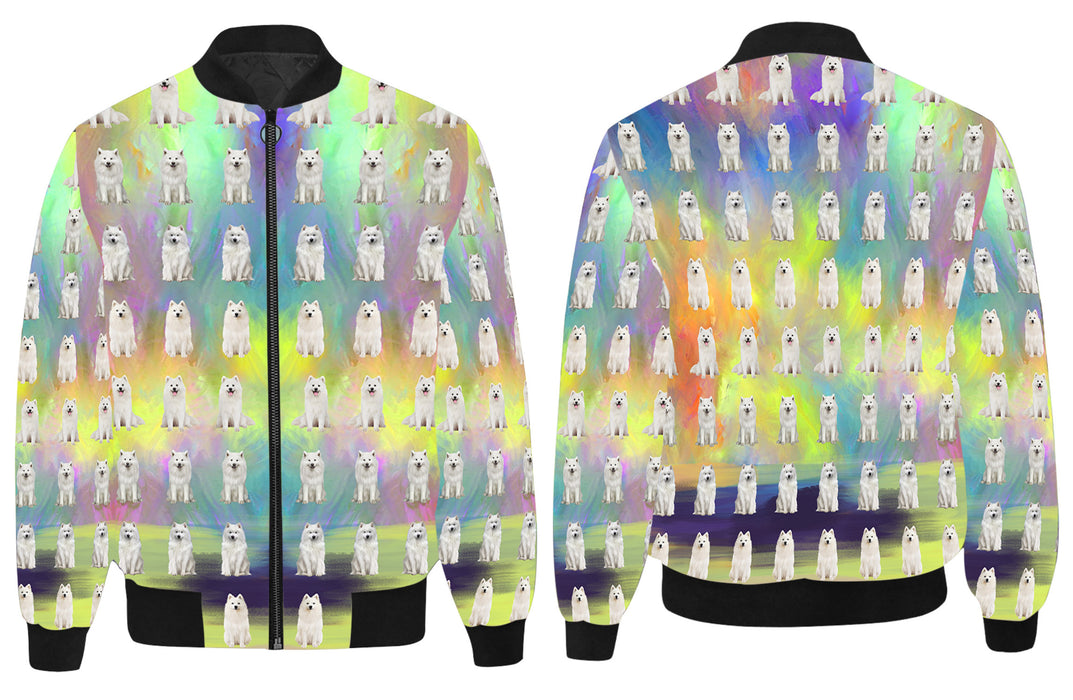Paradise Wave Samoyed Dogs All Over Print Quilted Bomber Men's Jacket