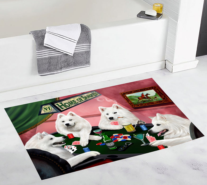 Home of  Samoyed Dogs Playing Poker Bath Mat