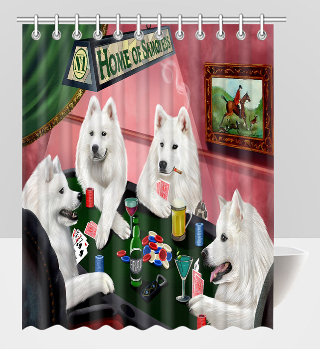 Home of  Samoyed Dogs Playing Poker Shower Curtain