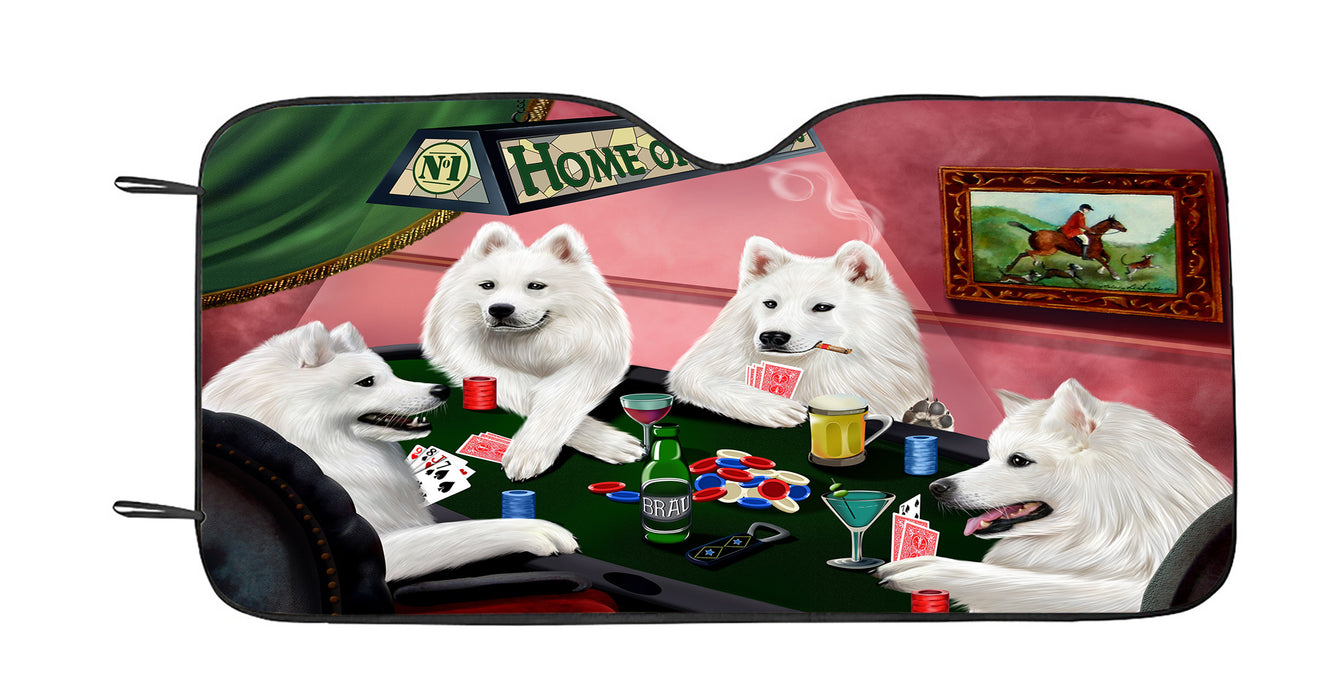 Home of  Samoyed Dogs Playing Poker Car Sun Shade