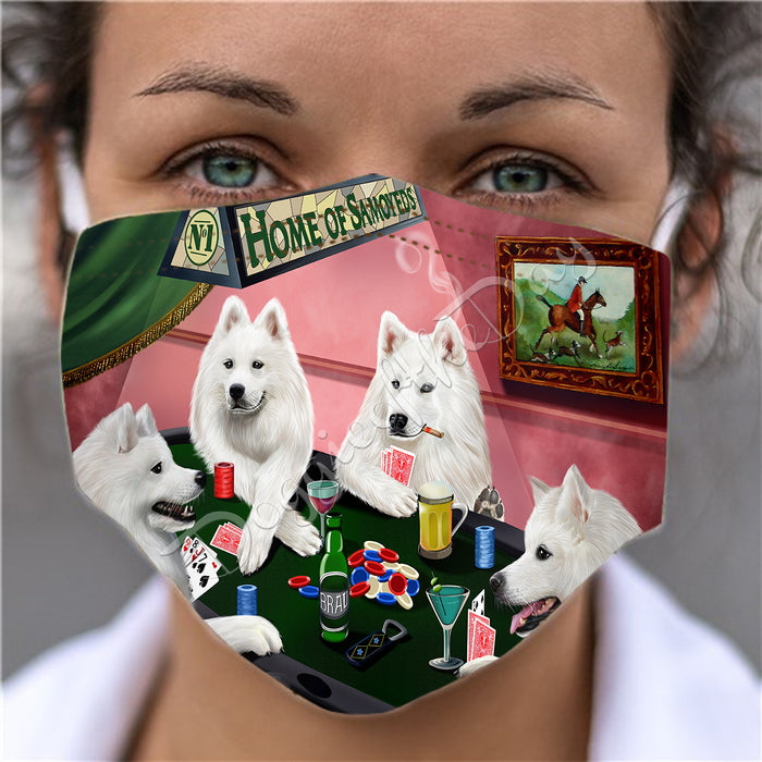Home of Samoyed Dogs Playing Poker Face Mask FM49817