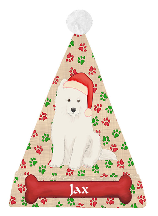 Pet Name Personalized Christmas Paw Print Saint Bernard Dogs Santa Hat