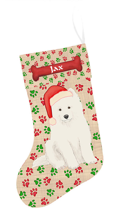 Pet Name Personalized Christmas Paw Print Saint Bernard Dogs Stocking