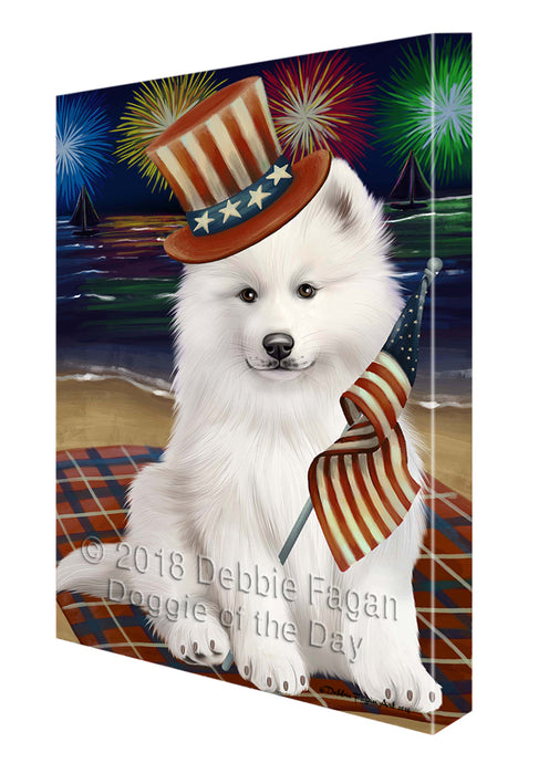 4th of July Independence Day Firework Samoyed Dog Canvas Wall Art CVS56514