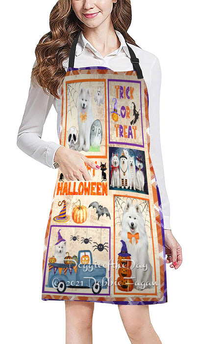 Happy Halloween Trick or Treat Samoyed Dogs Cooking Kitchen Adjustable Apron Apron49353