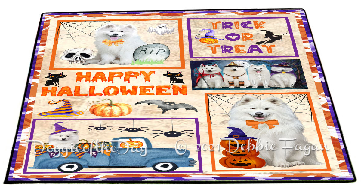 Happy Halloween Trick or Treat Samoyed Dogs Indoor/Outdoor Welcome Floormat - Premium Quality Washable Anti-Slip Doormat Rug FLMS58195