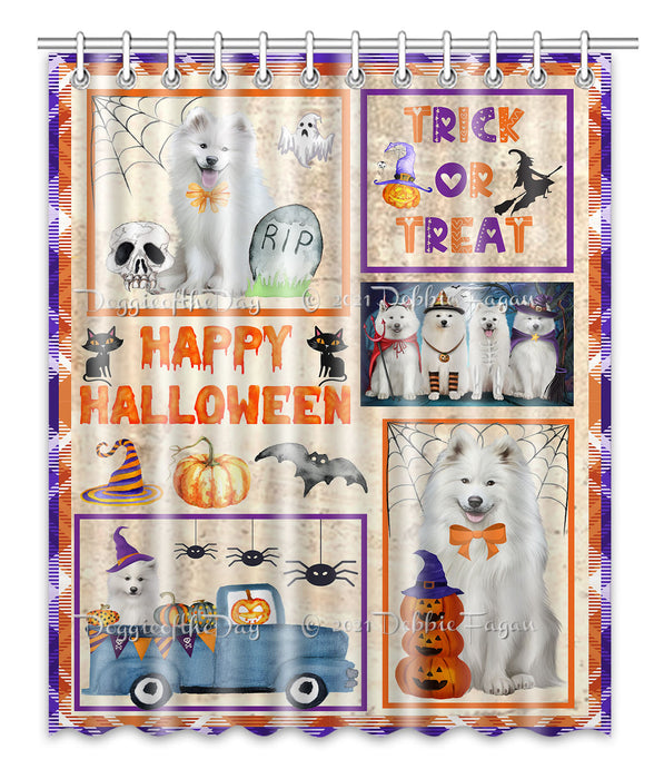 Happy Halloween Trick or Treat Samoyed Dogs Shower Curtain Bathroom Accessories Decor Bath Tub Screens