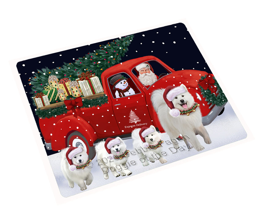 Christmas Express Delivery Red Truck Running Samoyed Dogs Cutting Board - Easy Grip Non-Slip Dishwasher Safe Chopping Board Vegetables C77875