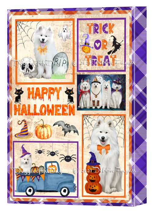 Happy Halloween Trick or Treat Samoyed Dogs Canvas Wall Art Decor - Premium Quality Canvas Wall Art for Living Room Bedroom Home Office Decor Ready to Hang CVS150812
