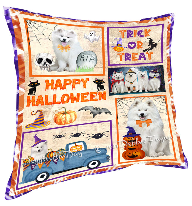 Happy Halloween Trick or Treat Samoyed Dogs Pillow with Top Quality High-Resolution Images - Ultra Soft Pet Pillows for Sleeping - Reversible & Comfort - Ideal Gift for Dog Lover - Cushion for Sofa Couch Bed - 100% Polyester