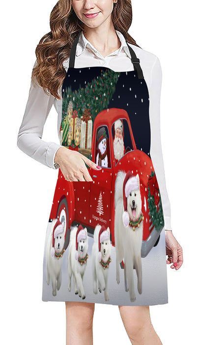Christmas Express Delivery Red Truck Running Samoyed Dogs Apron Apron-48150