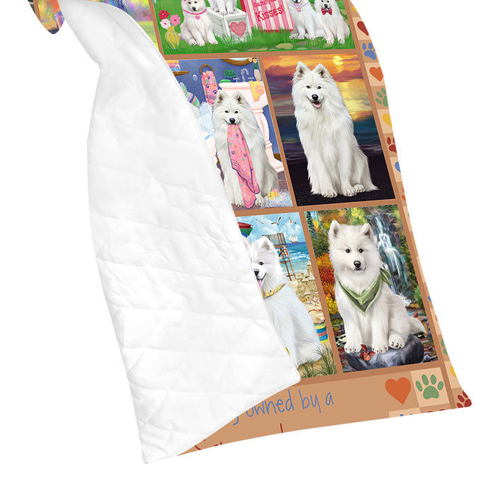 Love is Being Owned Samoyed Dog Beige Quilt
