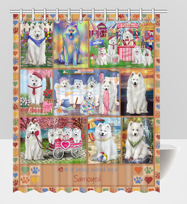 Love is Being Owned Samoyed Dog Beige Shower Curtain