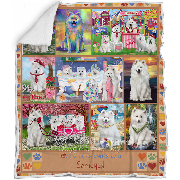 Love is Being Owned Samoyed Dog Beige Blanket BLNKT137820
