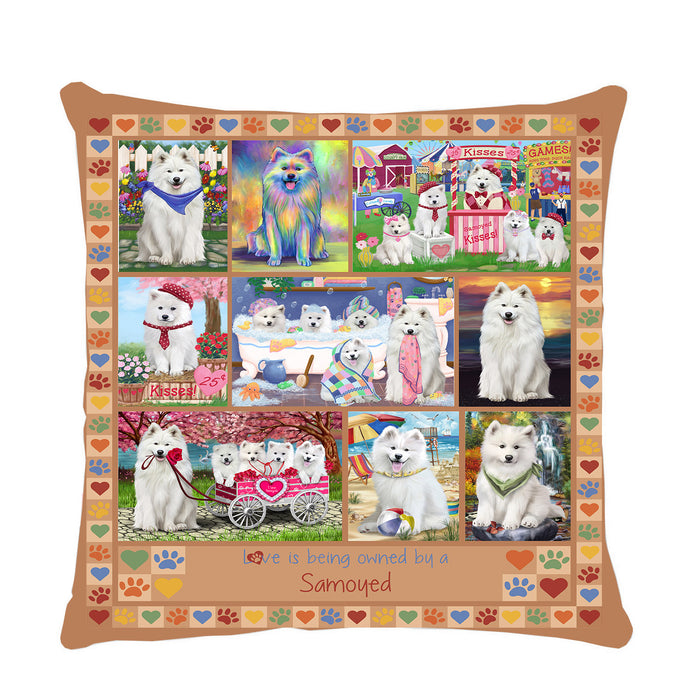 Love is Being Owned Samoyed Dog Beige Pillow PIL84988