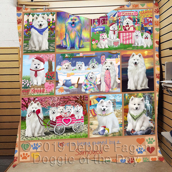 Love is Being Owned Samoyed Dog Beige Quilt