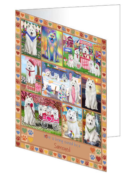 Love is Being Owned Samoyed Dog Beige Handmade Artwork Assorted Pets Greeting Cards and Note Cards with Envelopes for All Occasions and Holiday Seasons GCD77462
