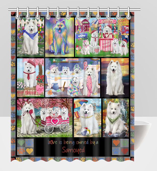 Love is Being Owned Samoyed Dog Grey Shower Curtain