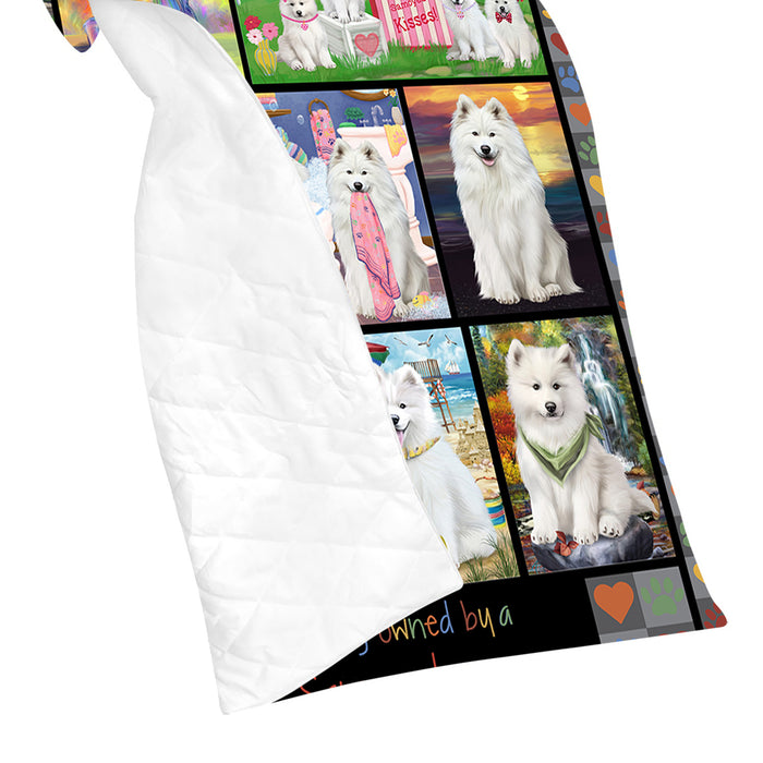 Love is Being Owned Samoyed Dog Grey Quilt