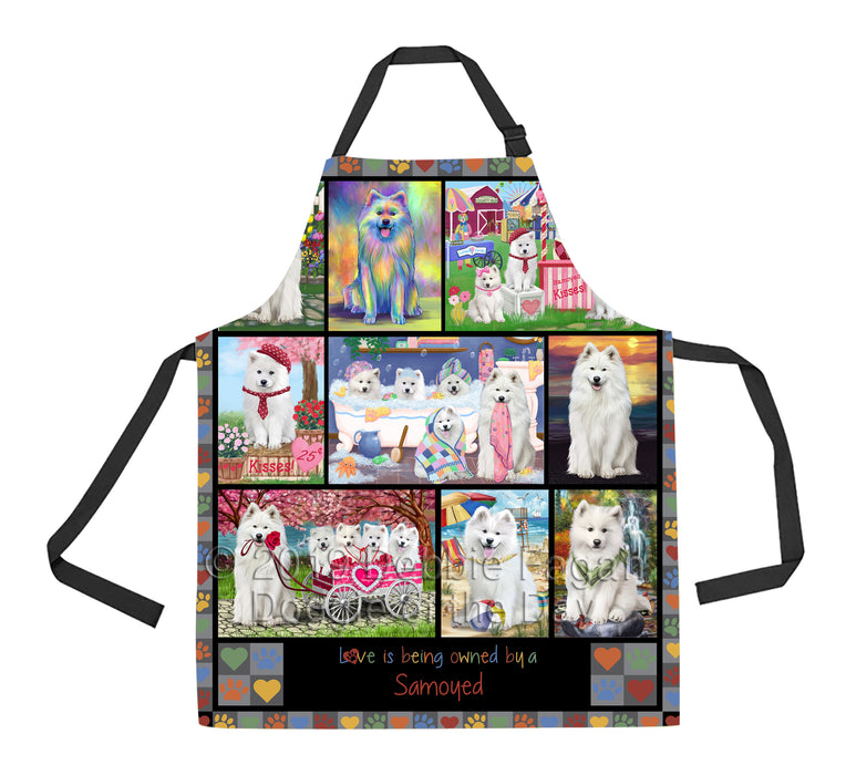 Love is Being Owned Samoyed Dog Grey Apron
