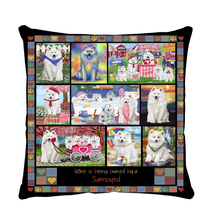Love is Being Owned Samoyed Dog Grey Pillow PIL84992