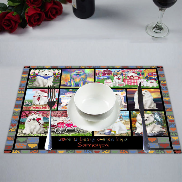 Love is Being Owned Samoyed Dog Grey Placemat