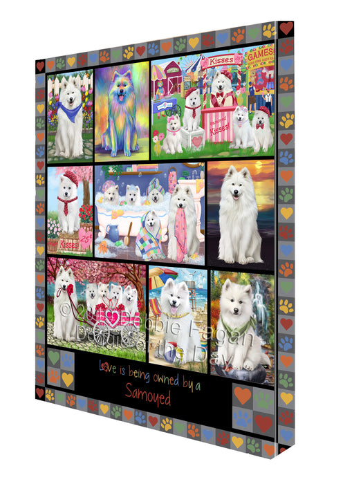 Love is Being Owned Samoyed Dog Grey Canvas Print Wall Art Décor CVS138437