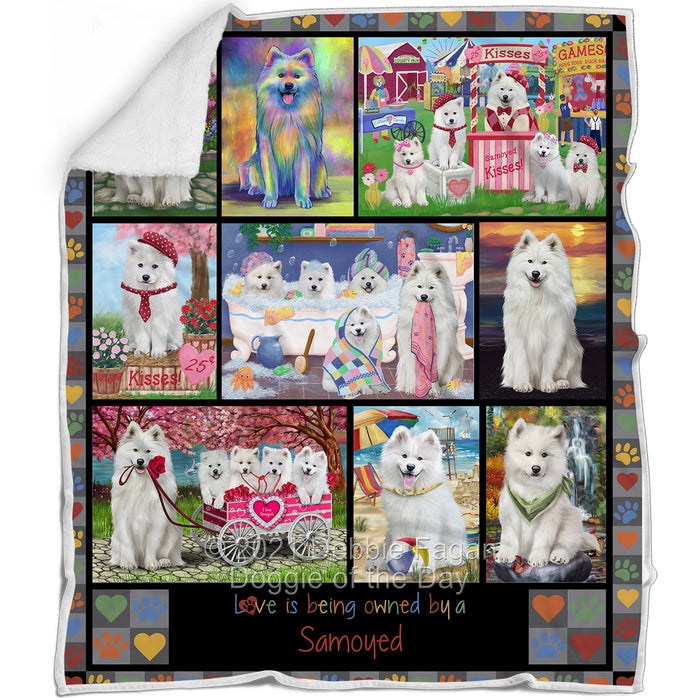 Love is Being Owned Samoyed Dog Grey Blanket BLNKT137829