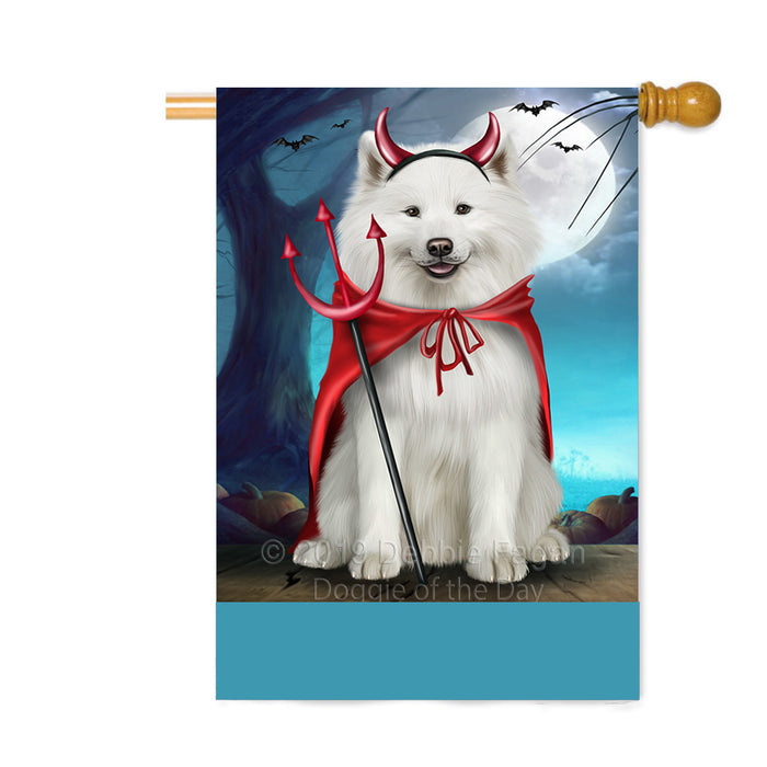 Personalized Happy Halloween Trick or Treat Samoyed Dog Devil Custom House Flag FLG64177