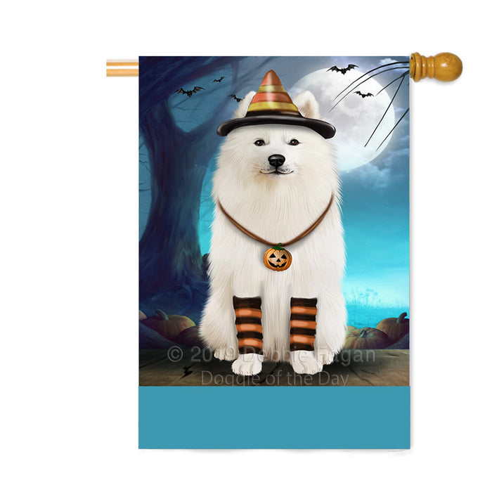 Personalized Happy Halloween Trick or Treat Samoyed Dog Candy Corn Custom House Flag FLG64122