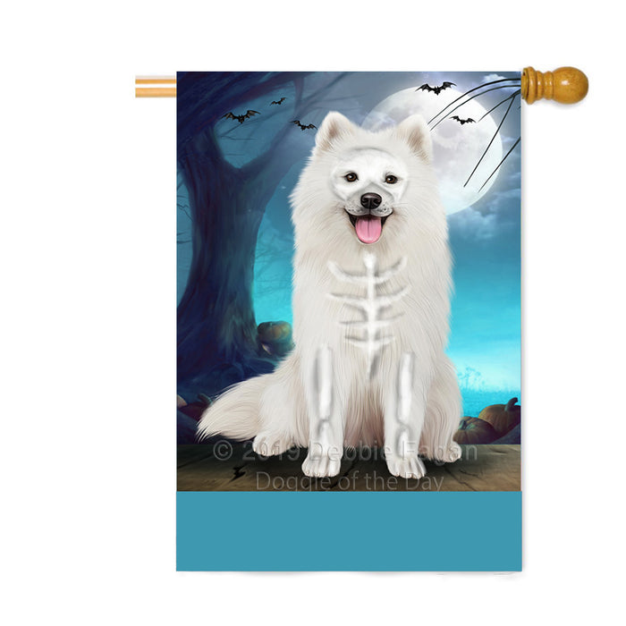 Personalized Happy Halloween Trick or Treat Samoyed Dog Skeleton Custom House Flag FLG64232