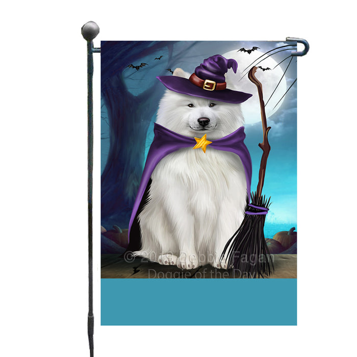 Personalized Happy Halloween Trick or Treat Samoyed Dog Witch Custom Garden Flag GFLG64596