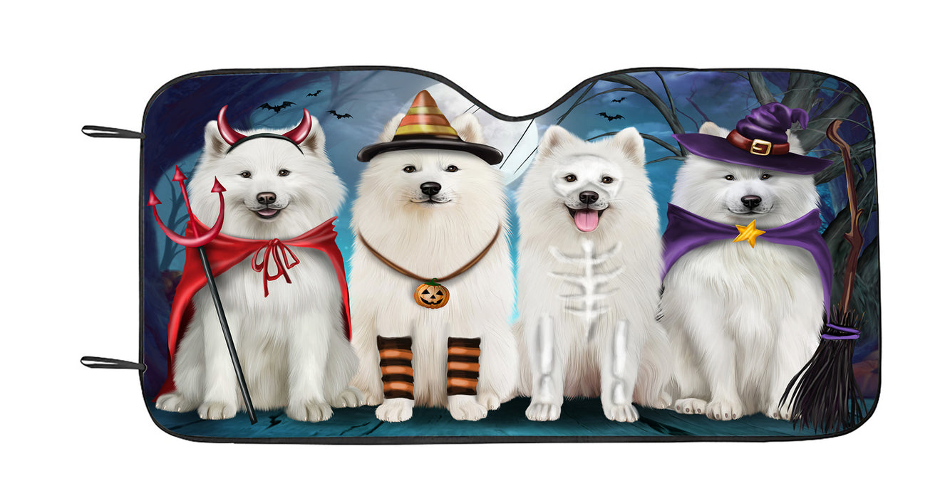 Halloween Trick or Teat Samoyed Dogs Car Sun Shade