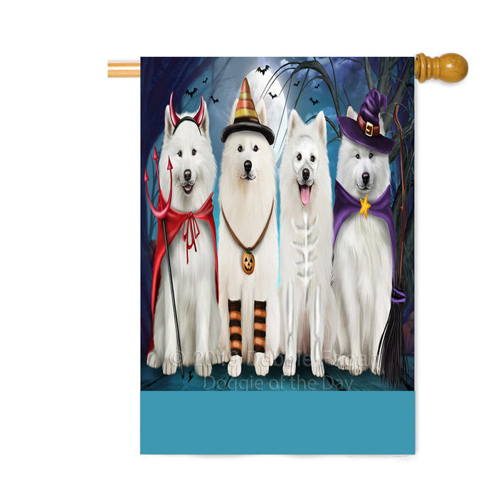 Personalized Happy Halloween Trick or Treat Samoyed Dogs Custom House Flag FLG64066