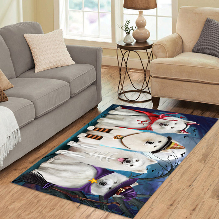 Halloween Trick or Teat Samoyed Dogs Area Rug