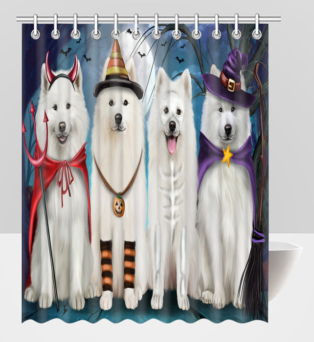Halloween Trick or Teat Samoyed Dogs Shower Curtain