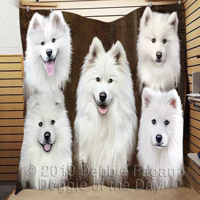 Rustic Samoyed Dogs Quilt