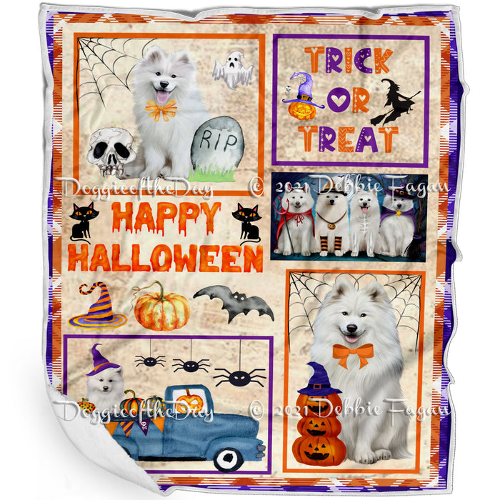 Happy Halloween Trick or Treat Samoyed Dogs Blanket BLNKT143781