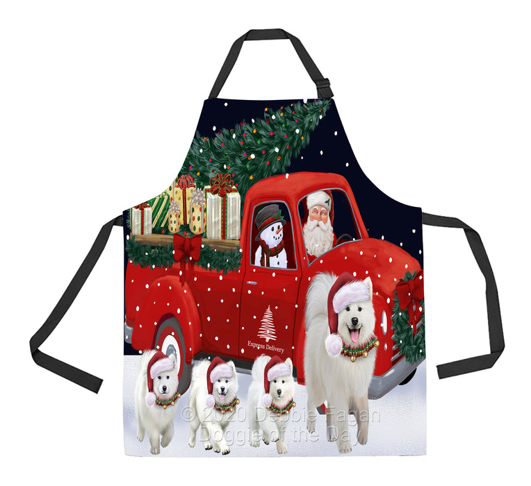 Christmas Express Delivery Red Truck Running Samoyed Dogs Apron Apron-48150