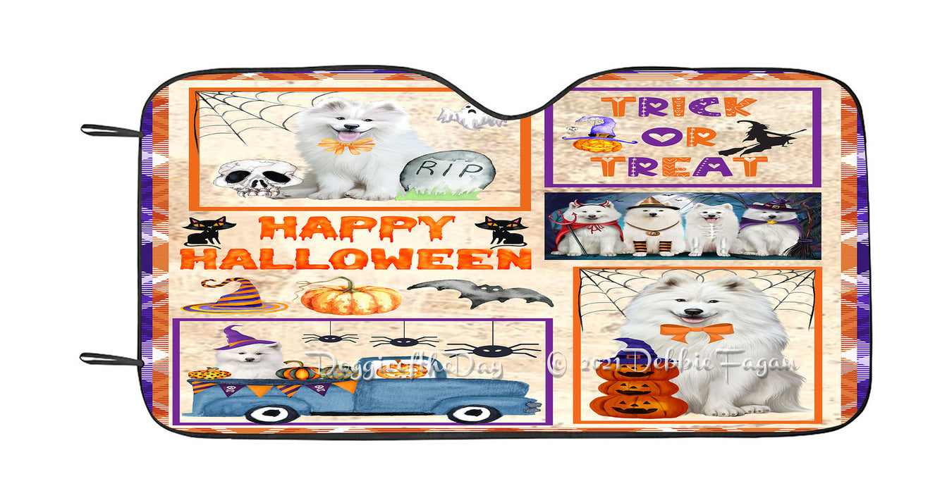 Happy Halloween Trick or Treat Samoyed Dogs Car Sun Shade Cover Curtain