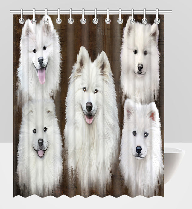 Rustic Samoyed Dogs Shower Curtain