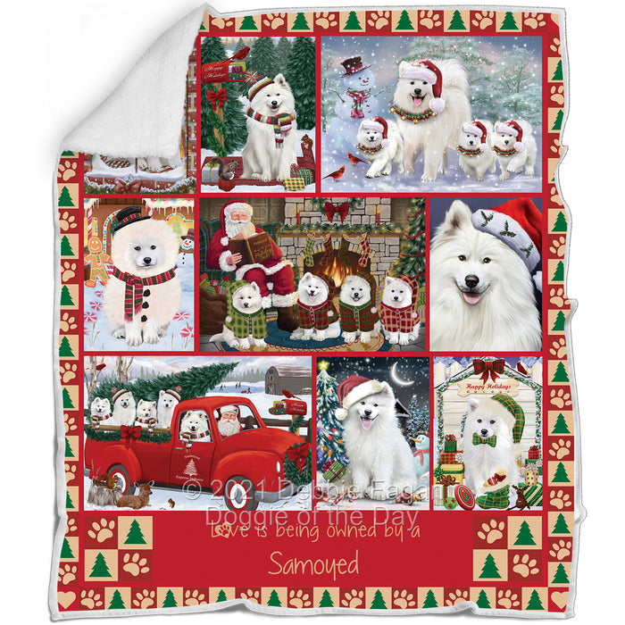 Love is Being Owned Christmas Samoyed Dogs Blanket BLNKT143494